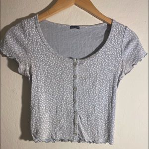 Brandy Melville Light Blue Floral Zelly Top (fits sizes XS and S)